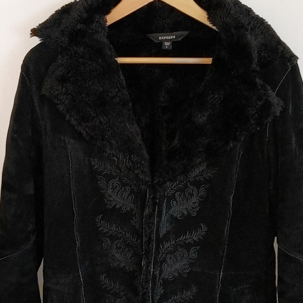 Express Suede and Faux Fur Coat